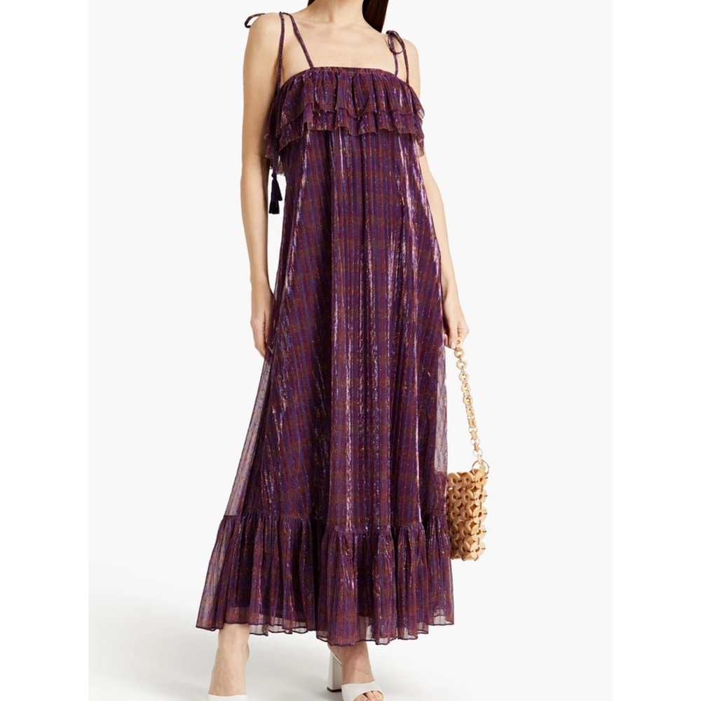 ANTIK BATIK French Bohemian, Gypsy’s, Boho magic maxi dress dark purple metallic